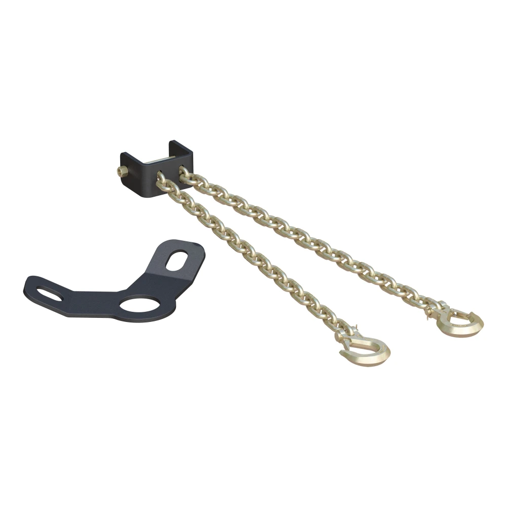 5th wheel safety chain anchor assembly with gooseneck anchor plate for secure truck and trailer connection