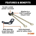 5th wheel safety chain anchor assembly with gooseneck anchor plate for secure truck and trailer connection