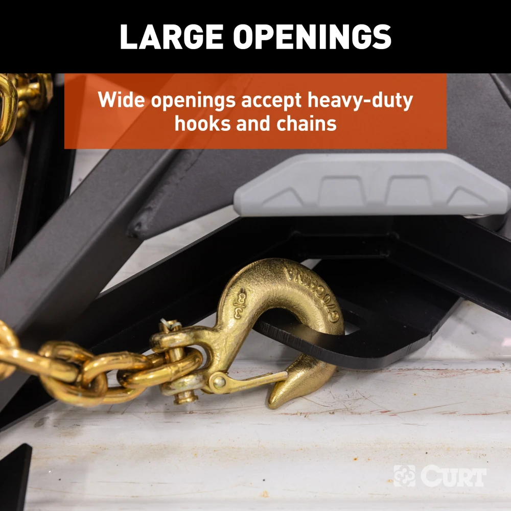 5th wheel safety chain anchor assembly with gooseneck anchor plate for secure truck and trailer connection