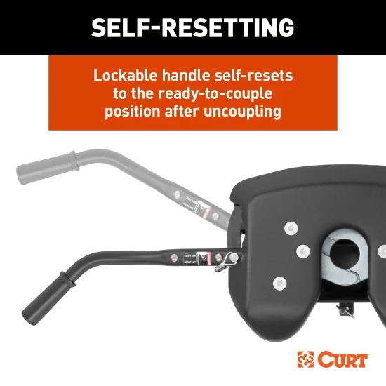 CURT A25 5th wheel hitch with S25 slider and base rails for truck mounting