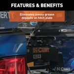 CURT lube plate on kingpin, protecting 5th wheel hitch from wear and grease