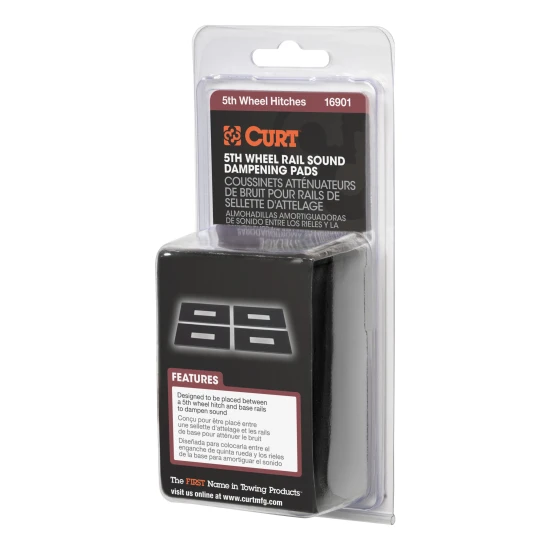 CURT 5th wheel rail sound dampeners to reduce towing noise, set of four neoprene pads.