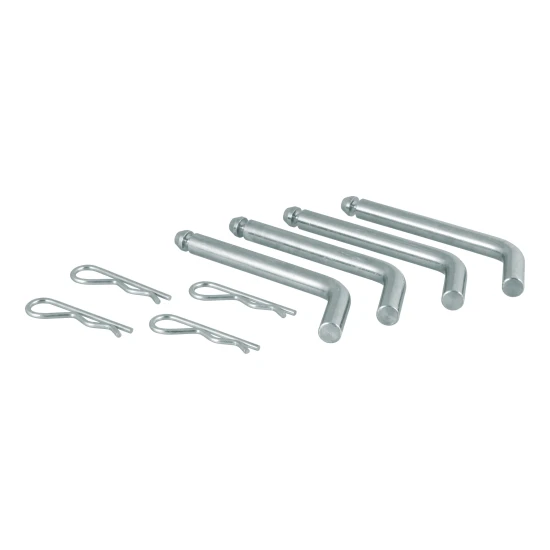 Set of four replacement 5th wheel pins and clips with yellow zinc finish for secure hitch mounting