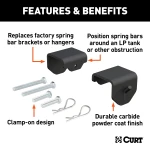 CURT weight distribution hitch showcasing clamp-on brackets and durable powder coat finish for trailers