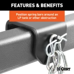 CURT weight distribution hitch showcasing clamp-on brackets and durable powder coat finish for trailers