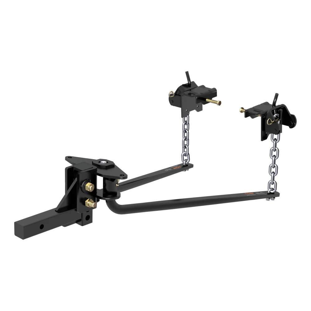 CURT round bar weight distribution hitch with integrated lubrication for level towing