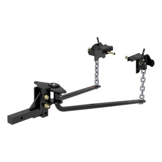 CURT round bar weight distribution hitch with integrated lubrication for level towing