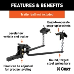 CURT round bar weight distribution hitch with integrated lubrication for level towing