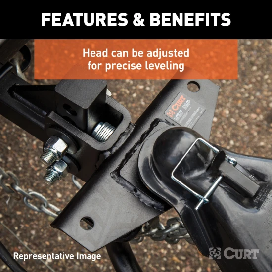 CURT round bar weight distribution hitch with integrated lubrication for level towing