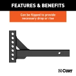 CURT weight distribution shank in black powder coat, fits 2 inch hitch