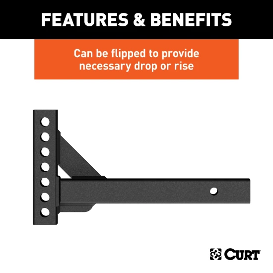 CURT weight distribution shank in black powder coat, fits 2 inch hitch
