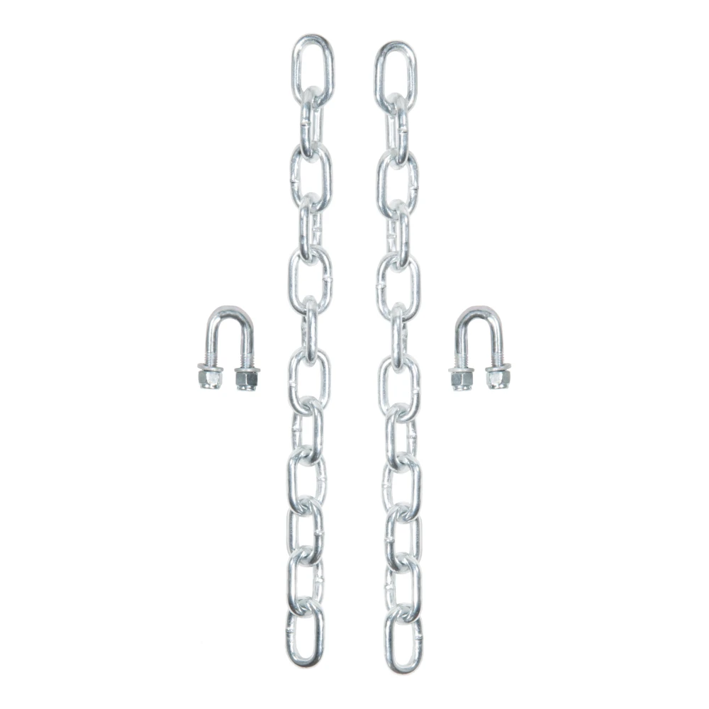 CURT spring bar chain kit with chains, U-bolts, lock nuts, and washers for weight distribution hitches.