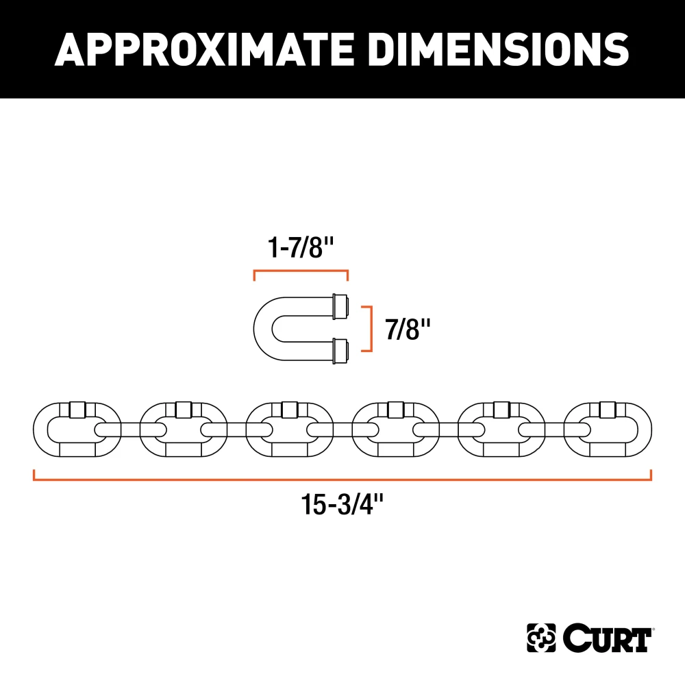 CURT spring bar chain kit with chains, U-bolts, lock nuts, and washers for weight distribution hitches.
