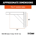 CURT weight distribution shank designed for towing with 2-inch receiver compatibility.