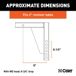 CURT weight distribution shank in durable black finish for 2 inch hitch receiver.