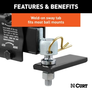 CURT sway control unit installed to stabilize trailer and reduce sway during towing