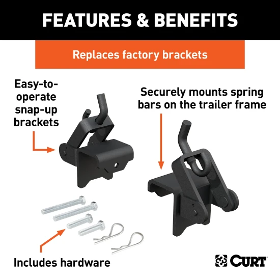 CURT weight distribution hitch bracket providing secure spring bar attachment