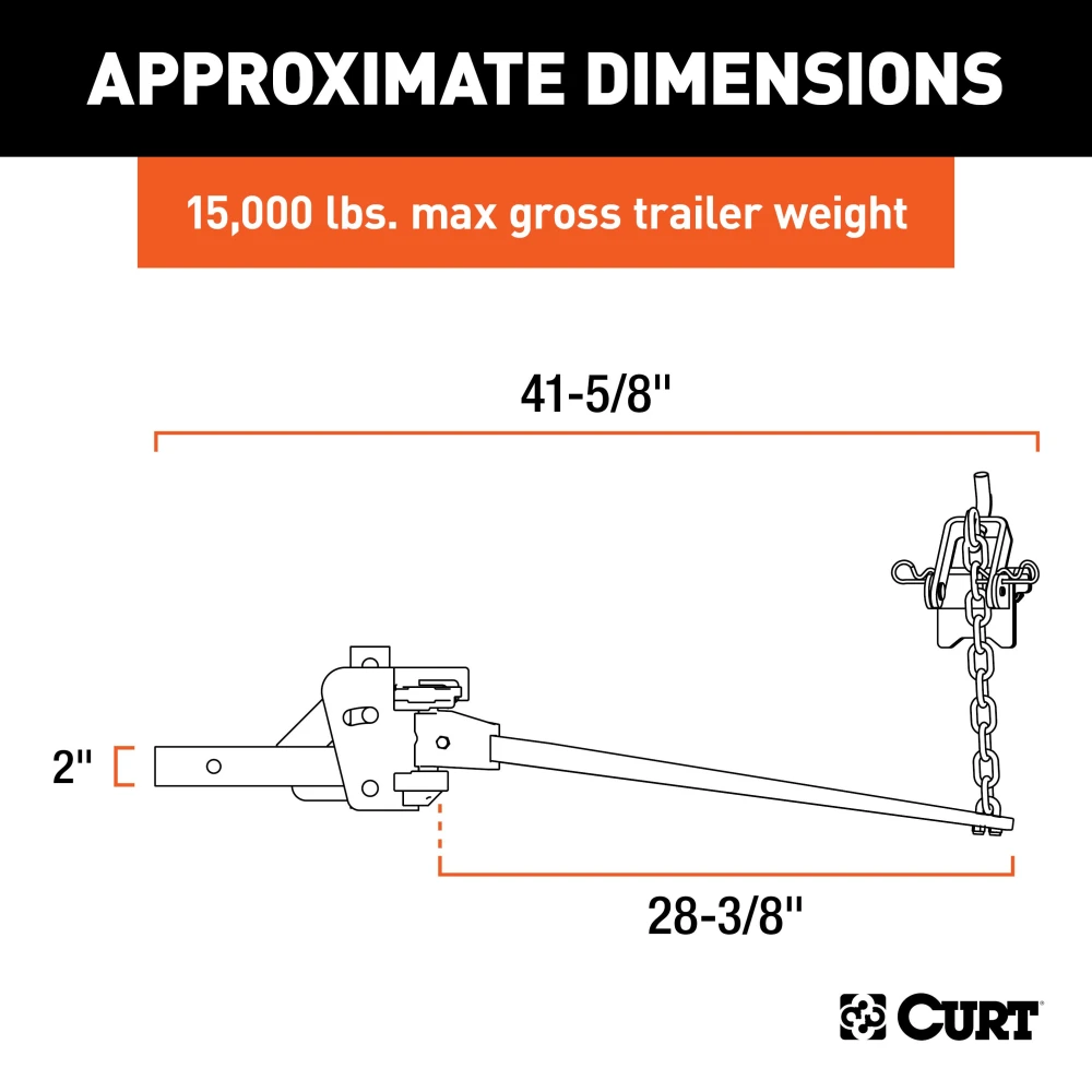 CURT weight distribution hitch with 2-inch shank and forged steel spring bars