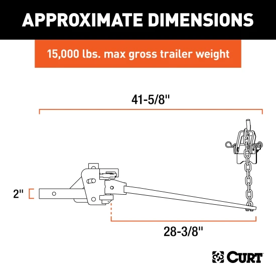CURT weight distribution hitch with 2-inch shank and forged steel spring bars