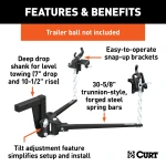 CURT deep drop weight distribution hitch with adjustable shank for lifted trucks, enhancing vehicle and trailer control