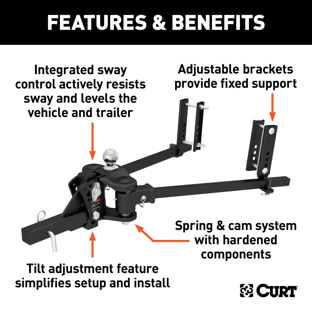 CURT TruTrack weight distribution hitch with integrated sway control system