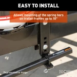 CURT TruTrack heavy-duty adjustable support brackets secure spring bars to trailer frames up to 10 inches for towing stability.