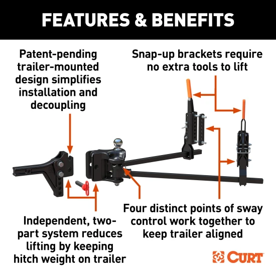 CURT TruTrack hitch with black powder coat finish and quick-connect coupler