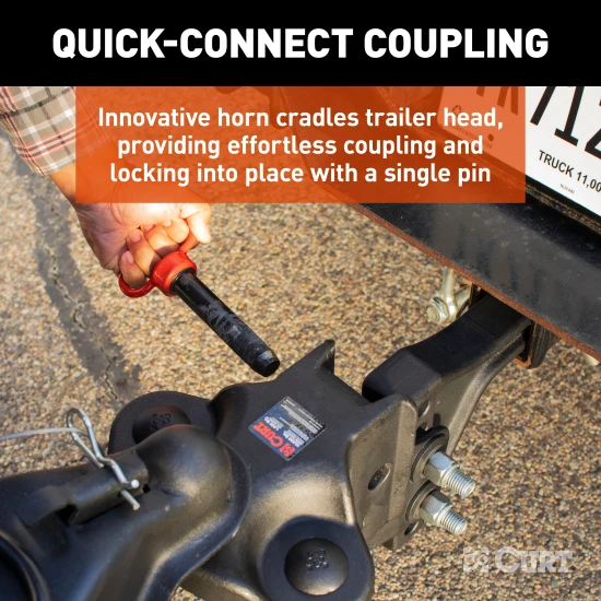 CURT TruTrack hitch with black powder coat finish and quick-connect coupler