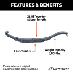 Replacement slipper leaf spring by Lippert for RV trailer suspension with 5,000-lb capacity