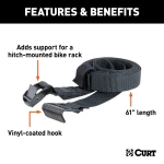 CURT bike rack support strap providing stability for hitch-mounted racks