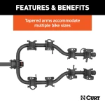 CURT premium bike rack, fits 2 inch hitch, holds 4 bikes, anti-wobble shank