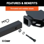 CURT premium bike rack, fits 2 inch hitch, holds 4 bikes, anti-wobble shank