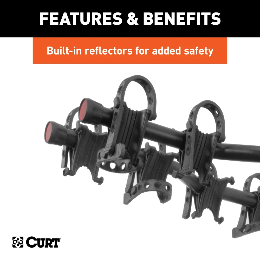 CURT premium bike rack, fits 2 inch hitch, holds 4 bikes, anti-wobble shank