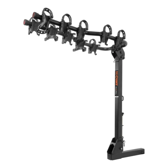 CURT premium bike rack for 5 bikes with anti-wobble shank and folding arms for 2-inch hitch receivers