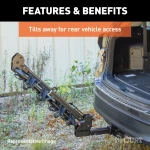 CURT premium bike rack for 5 bikes with anti-wobble shank and folding arms for 2-inch hitch receivers