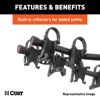 CURT premium bike rack for 5 bikes with anti-wobble shank and folding arms for 2-inch hitch receivers