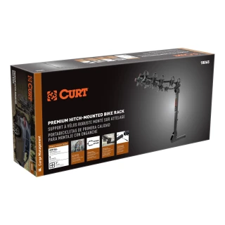 CURT premium bike rack for 5 bikes with anti-wobble shank and folding arms for 2-inch hitch receivers