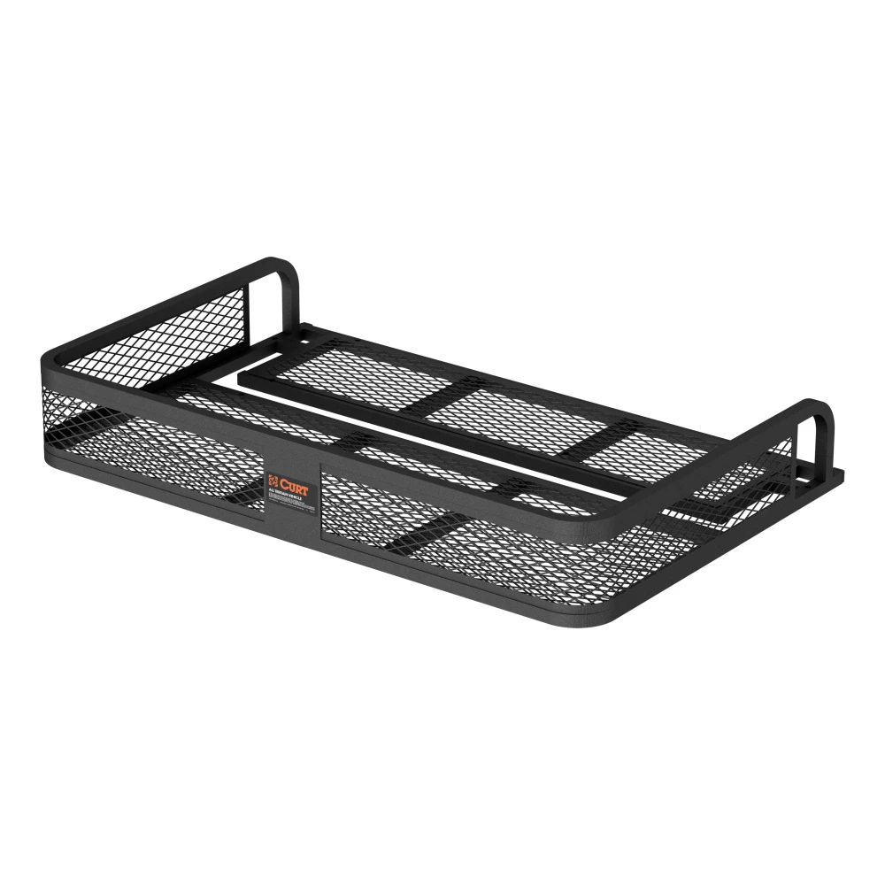 CURT ATV cargo carrier with 41x26 dimensions and 6-inch high sides for secure cargo transport