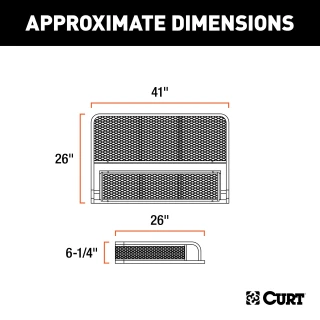 CURT ATV cargo carrier with 41x26 dimensions and 6-inch high sides for secure cargo transport