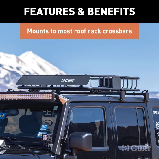 CURT roof rack cargo carrier with extension offering increased storage space on vehicle