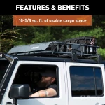 CURT roof rack cargo carrier with extension offering increased storage space on vehicle
