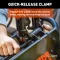 CURT quick-release bike mount attached to a roof rack holding bicycles