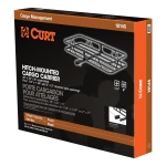 CURT basket cargo carrier with 6-inch tall sides for secure travel, fits most receiver hitches, holds up to 500 lbs.