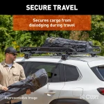 CURT Roof Basket Cargo Carrier Net with Attachment Hooks CURT cargo carrier net securing travel items over extended roof basket