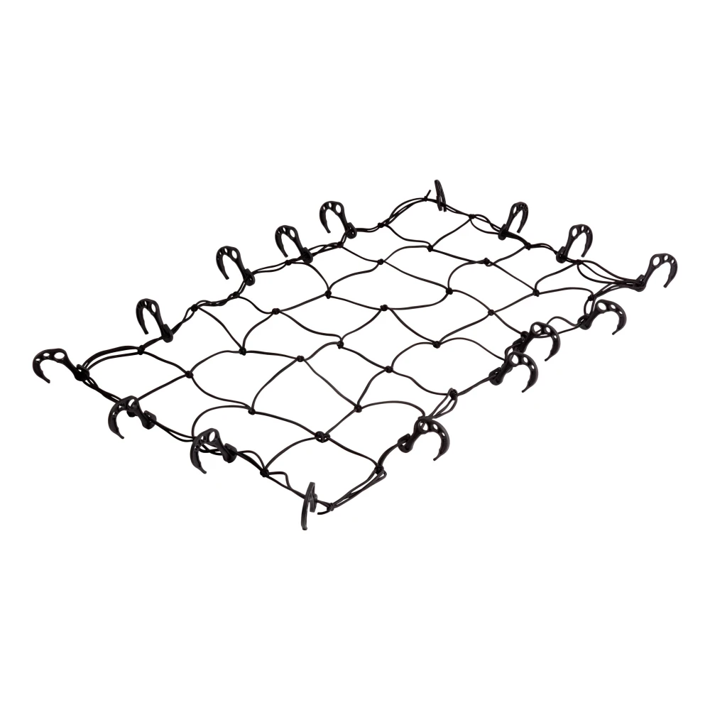 CURT Cargo Carrier Net with Hooks for Secure Vehicle Storage CURT cargo carrier net with attachment hooks, 43 x 24 inches, securing items on a vehicle