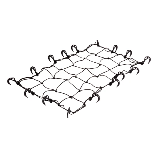 CURT Cargo Carrier Net with Hooks for Secure Vehicle Storage CURT cargo carrier net with attachment hooks, 43 x 24 inches, securing items on a vehicle
