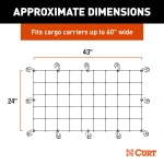 CURT Cargo Carrier Net with Hooks for Secure Vehicle Storage CURT cargo carrier net with attachment hooks, 43 x 24 inches, securing items on a vehicle