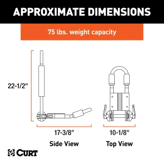 CURT kayak roof rack with adjustable arms and foam padding on vehicle roof