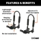 CURT kayak roof rack with adjustable arms and foam padding on vehicle roof