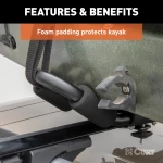 CURT kayak roof rack with adjustable arms and foam padding on vehicle roof
